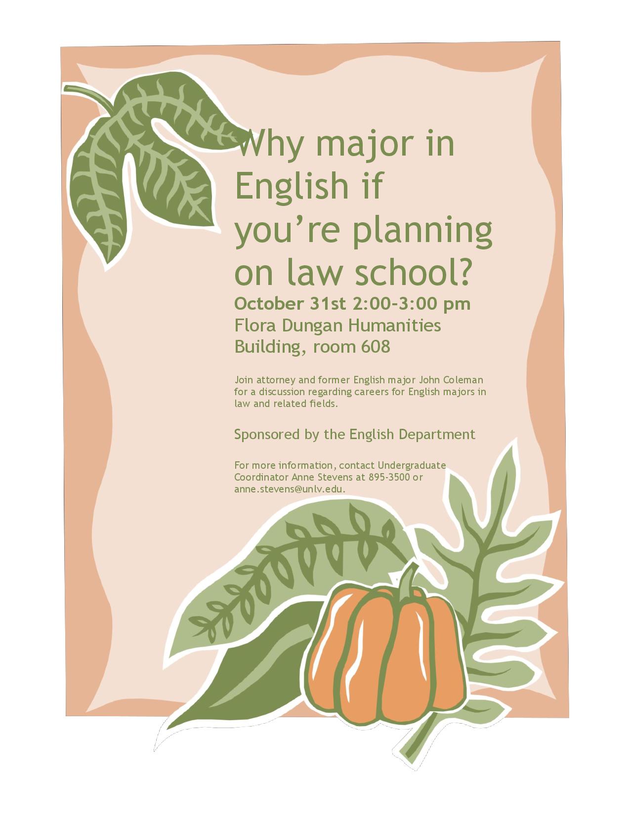 Pre-law event for English majors